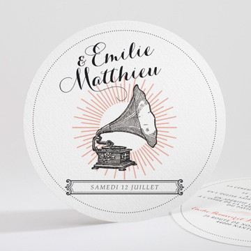 Faire-part mariage musique vintage