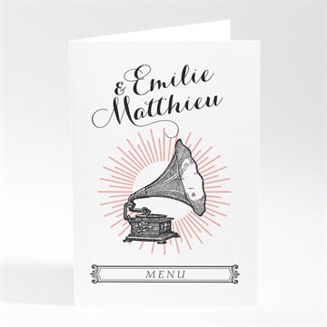 Menu mariage musique vintage