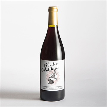Etiquette de bouteille mariage musique vintage - Mise en situation