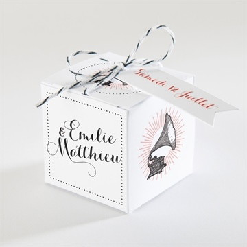 Boîte de dragées mariage musique vintage