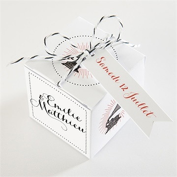 Boîte de dragées mariage musique vintage - Dessus de la boîte