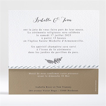 Faire-part mariage amour toujours - Dos du faire-part