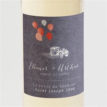 Etiquette de bouteille mariage voiture classique