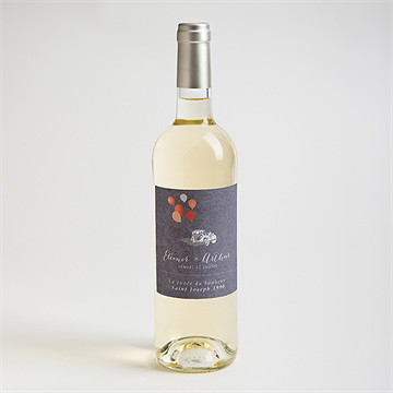 Etiquette de bouteille mariage voiture classique - Mise en situation