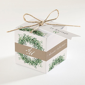 Boîte de dragées mariage ronde de bonheur