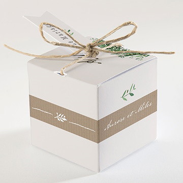 Boîte de dragées mariage ronde de bonheur - Dos de la boîte