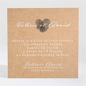 Carton d'invitation mariage coeur croisé