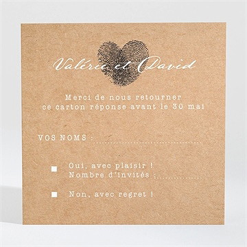 Carton réponse mariage coeur croisé