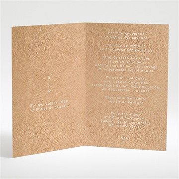 Menu mariage coeur croisé - Intérieur du menu