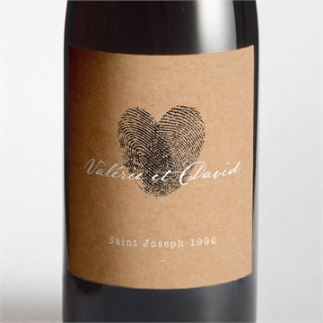 Etiquette de bouteille mariage coeur croisé