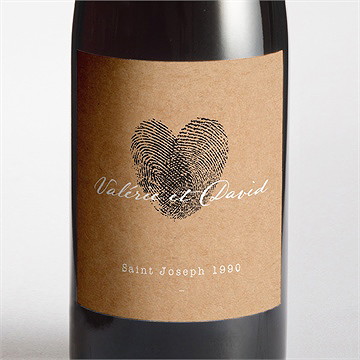 Etiquette de bouteille mariage coeur croisé