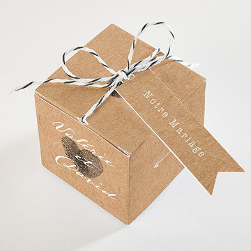 Boîte de dragées mariage coeur croisé - Dessus de la boîte