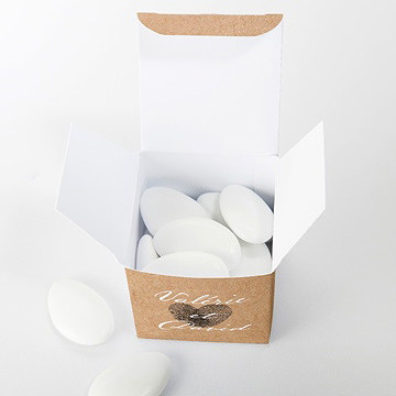 Boîte de dragées mariage coeur croisé - Intérieur de la boîte