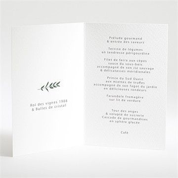 Menu mariage naturel - Intérieur du menu