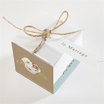 Boîte de dragées mariage naturel - Dessus de la boîte