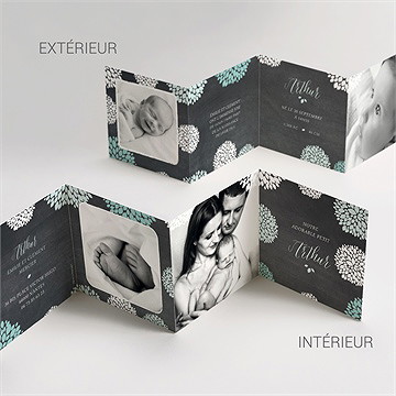 Faire-part naissance ardoise vintage original - Vue détaillée