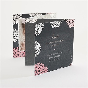 Faire-part naissance danse de photos sur ardoise - Dos du faire-part