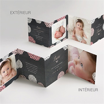 Faire-part naissance danse de photos sur ardoise - Vue détaillée