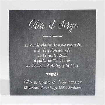 Carton d'invitation mariage annonce ardoisée