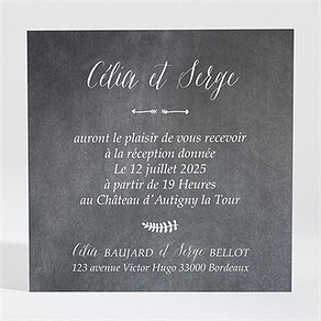 Carton d'invitation mariage annonce ardoisée