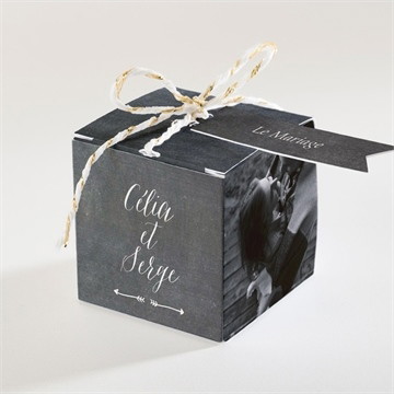 Boîte de dragées mariage annonce ardoisée