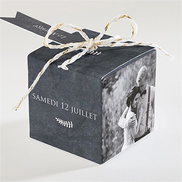 Boîte de dragées mariage annonce ardoisée - Dos de la boîte