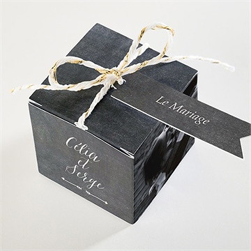 Boîte de dragées mariage annonce ardoisée - Dessus de la boîte