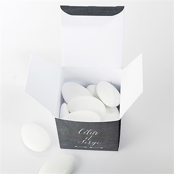 Boîte de dragées mariage annonce ardoisée - Intérieur de la boîte