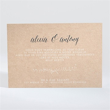 Remerciement mariage célébration d'amour - Dos du faire-part