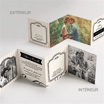 Faire-part mariage ambiance rétro - Vue détaillée