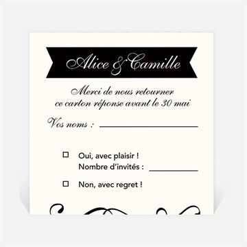 Carton réponse mariage ambiance rétro