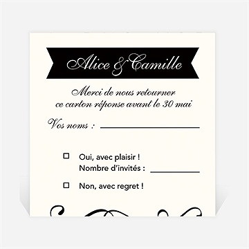 Carton réponse mariage ambiance rétro