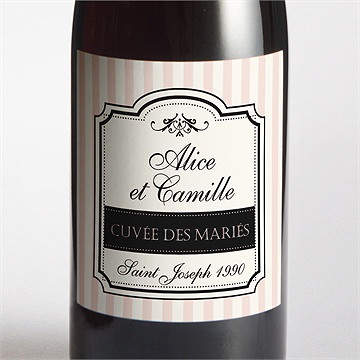Etiquette de bouteille mariage ambiance rétro