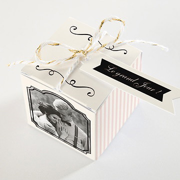 Boîte de dragées mariage ambiance rétro - Dessus de la boîte