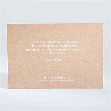 Remerciement mariage reportage photo - Dos de la carte