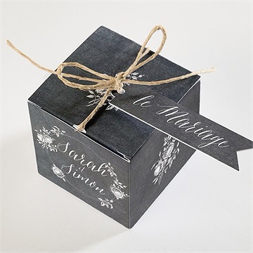 Boîte de dragées mariage ardoise originale - Dessus de la boîte