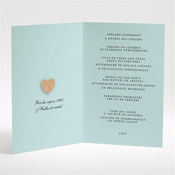 Menu mariage notre roman photo - Intérieur du menu