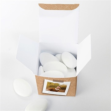 Boîte de dragées mariage notre roman photo - Intérieur de la boîte