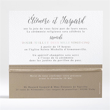 Faire-part mariage kraft et ficelle - Dos du faire-part