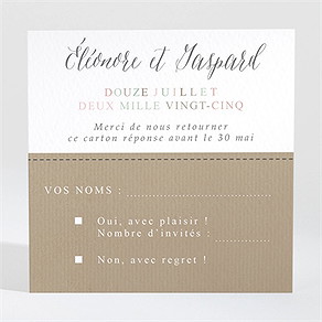 Carton réponse mariage kraft et ficelle
