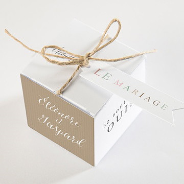 Boîte de dragées mariage kraft et ficelle - Dessus de la boîte