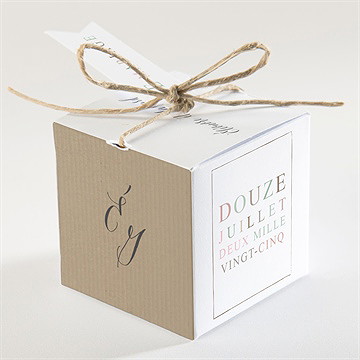 Boîte de dragées mariage kraft et ficelle - Dos de la boîte