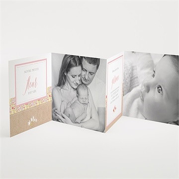 Faire-part naissance kraft et liberty - Intérieur du faire-part