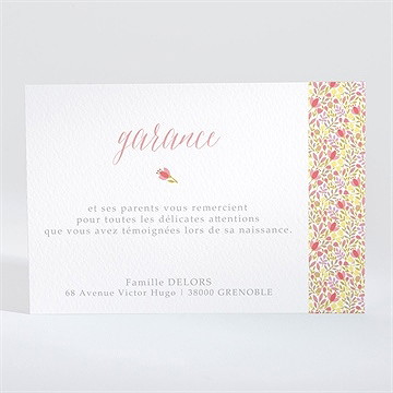 Remerciement naissance kraft et liberty - Dos de la carte