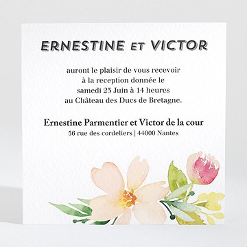 Carton d'invitation mariage fleurs et champetre