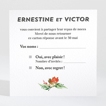 Carton réponse mariage fleurs et champetre