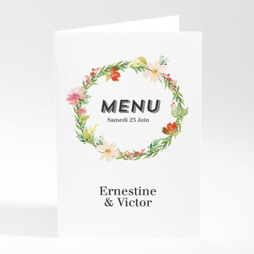 Menu mariage fleurs et champetre