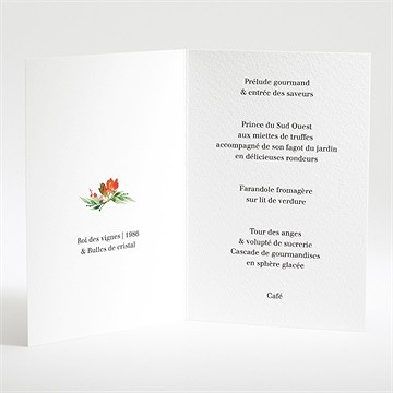 Menu mariage fleurs et champetre - Intérieur du menu