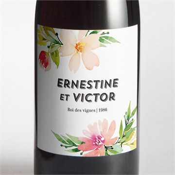 Etiquette de bouteille mariage fleurs et champetre