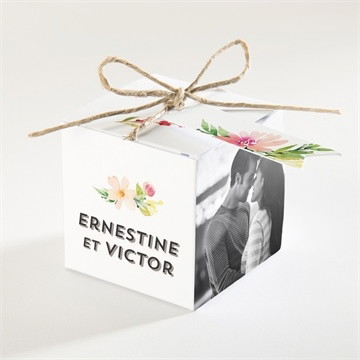 Boîte de dragées mariage fleurs et champetre